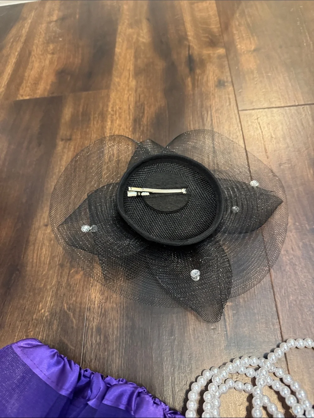Costume Purple Tulle Skirt with Hat Headband Heart Glasses and Pearl Necklace